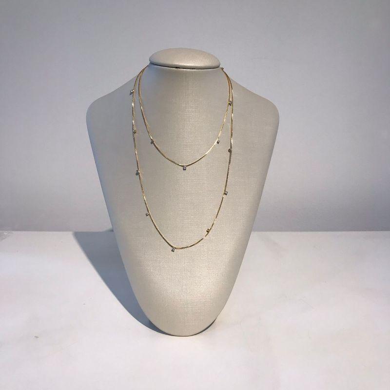 COLAR LONGO MICRO ZIRCÔNIA 80CM BANHADO A OURO