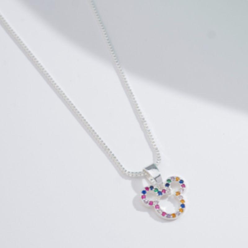 COLAR MICKEY EM ZIRCÔNIA COLORIDA BANHADO A PRATA