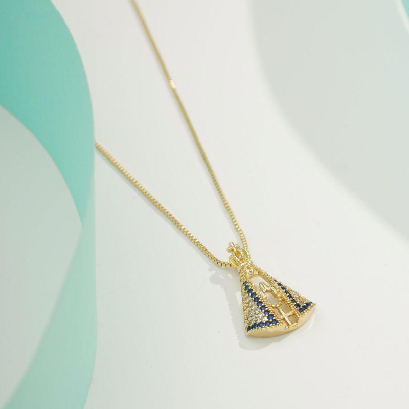 COLAR NOSSA SENHORA APARECIDA ZIRCÔNIA BANHADO A OURO