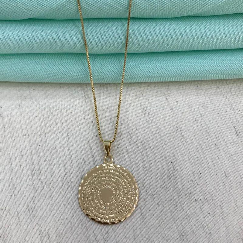 COLAR ORAÇÃO DE SÃO JORGE BANHADO A OURO