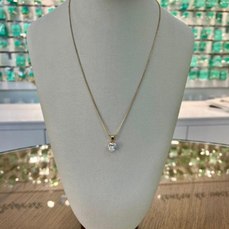 COLAR PONTO DE LUZ EM CORAÇÃO BANHADO A OURO