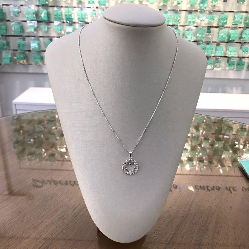 COLAR REDONDO ZIRCÔNIA CORAÇÃO BANHADO A PRATA