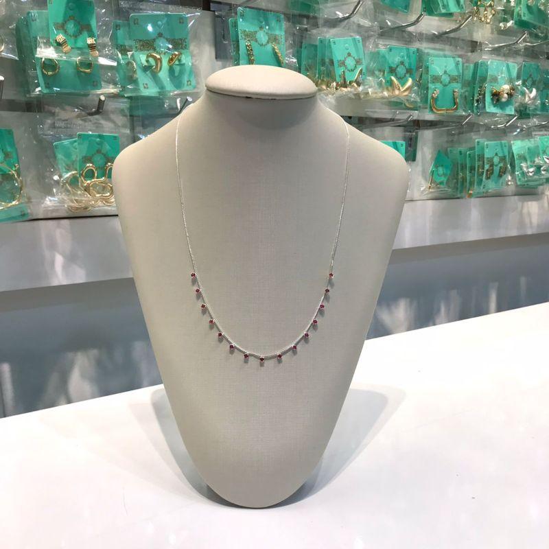 COLAR ZIRCÔNIA PINK BANHADO A PRATA