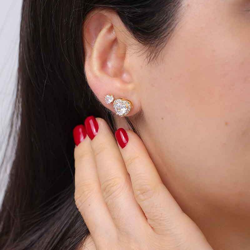 CORAÇÃO DUPLO ZIRCÔNIA E MICRO ZIRCÔNIA BANHADO A OURO