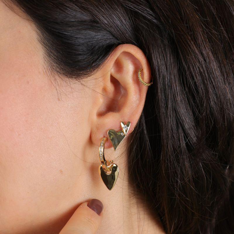 CORAÇÃO GEOMÉTRICO ZIRCÔNIA BANHADO A OURO