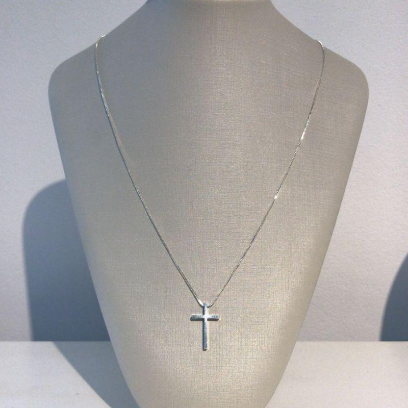 CORRENTE CRUZ MASCULINA BANHADO A PRATA