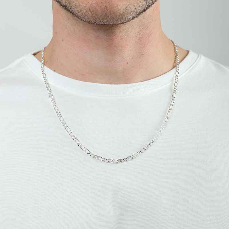 CORRENTE FÍGARO MASCULINO BANHADO A PRATA