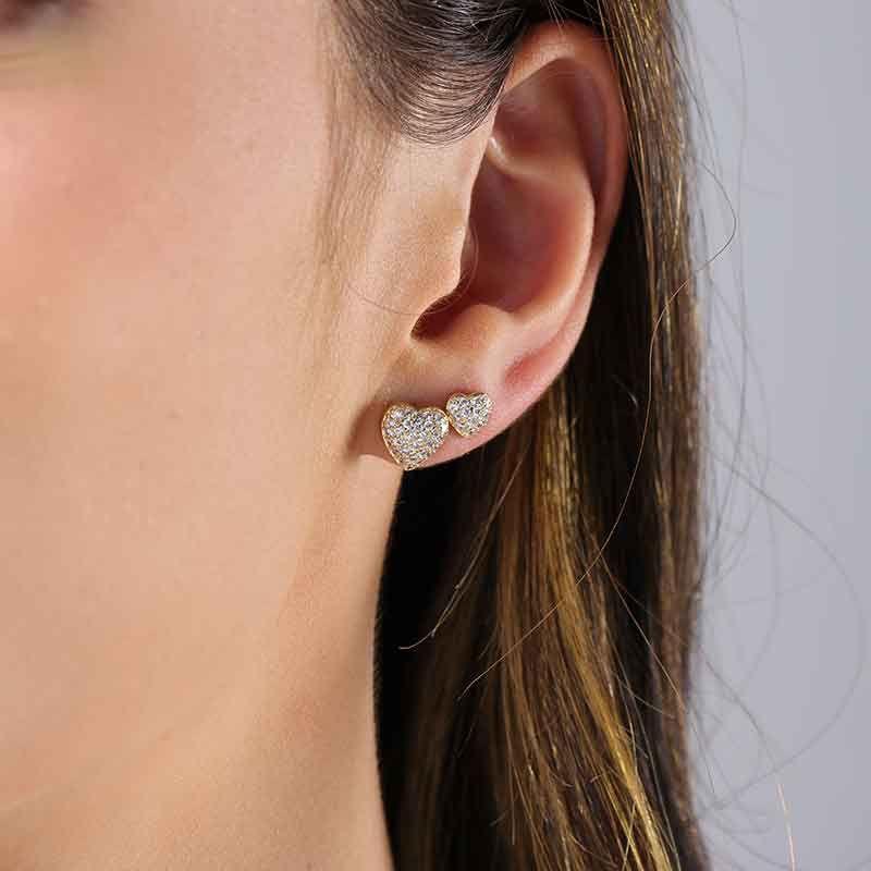 DUPLA CORAÇÃO EM ZIRCÔNIA BANHADO A OURO