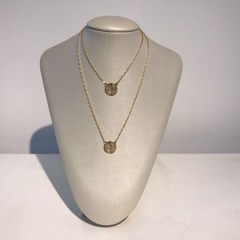 ESCAPULÁRIO SÃO BENTO FÉ BANHADO A OURO