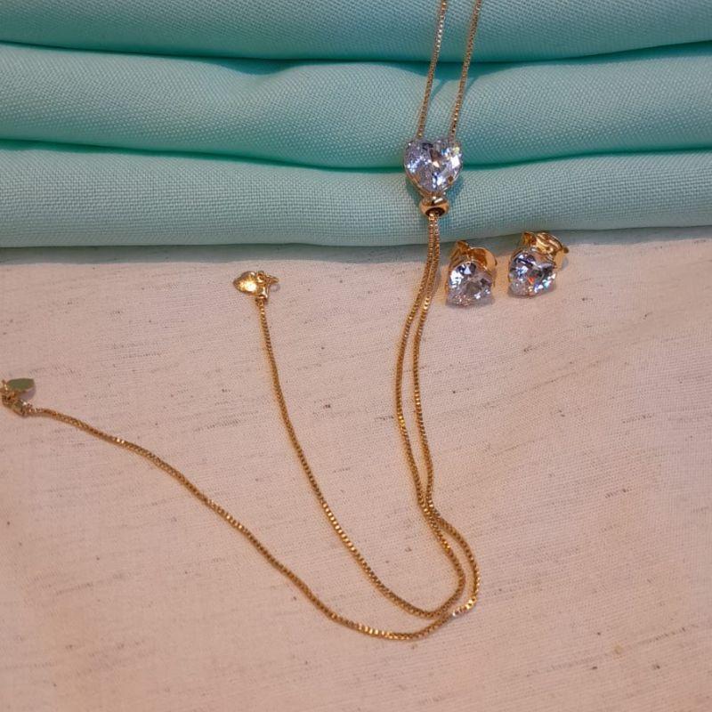 GRAVATINHA CORAÇÃO ZIRCÔNIA BANHADO A OURO