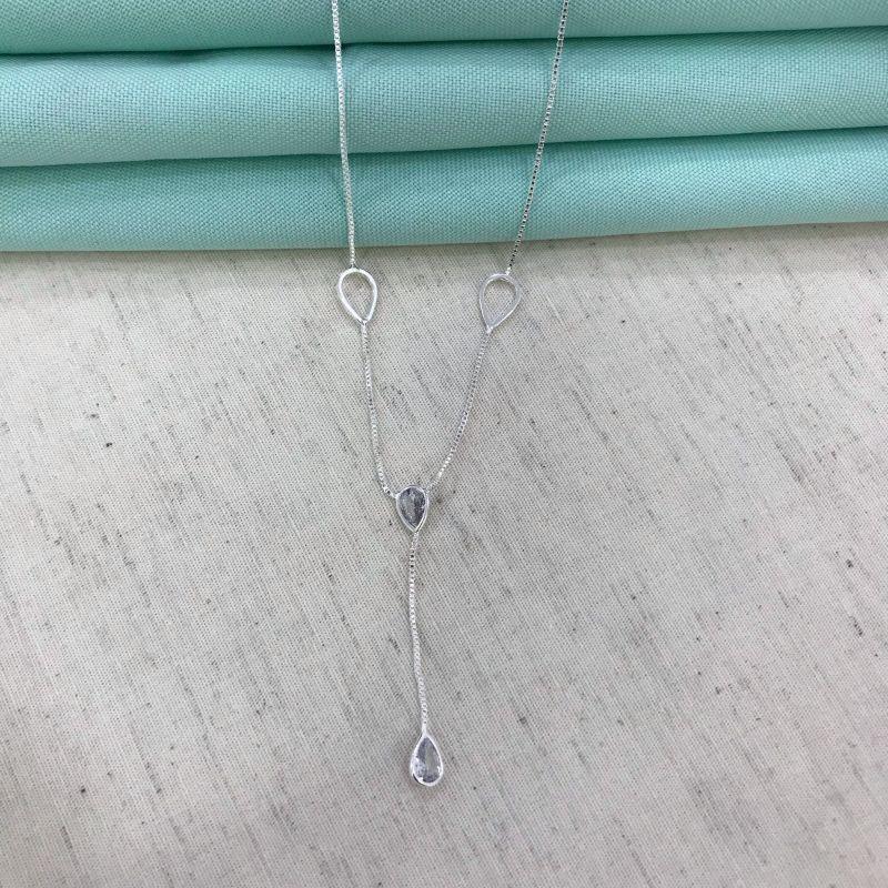 GRAVATINHA GOTAS EM ZIRCÔNIA BANHADO A PRATA