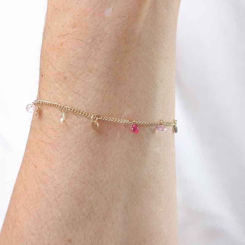 PULSEIRA TIFFANY COLORIDA E MEDALHINHAS BANHADO A OURO