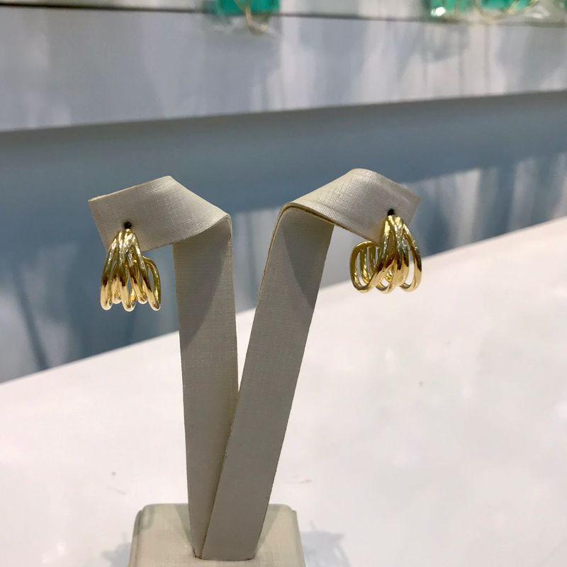 ARGOLA FILEIRAS BANHADO A OURO