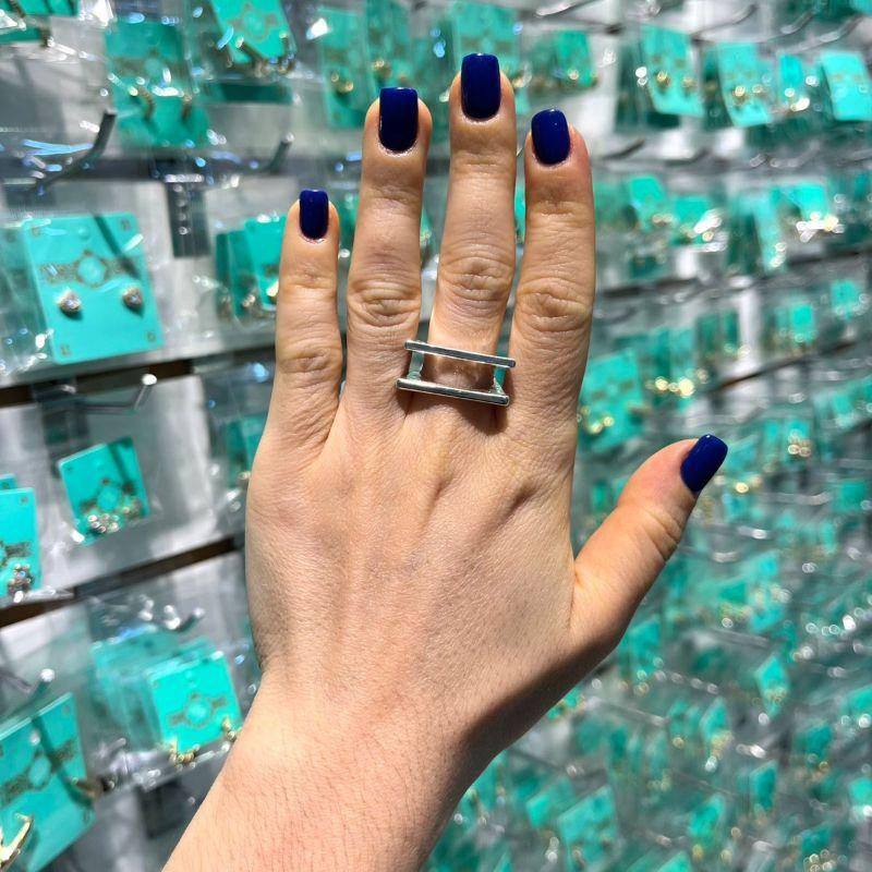 ANEL DUPLO QUADRADO BANHADO A PRATA