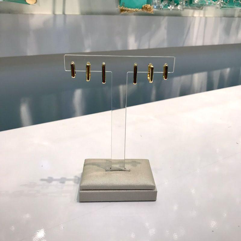 TRIO DE ARGOLA RETANGULAR BANHADO A OURO