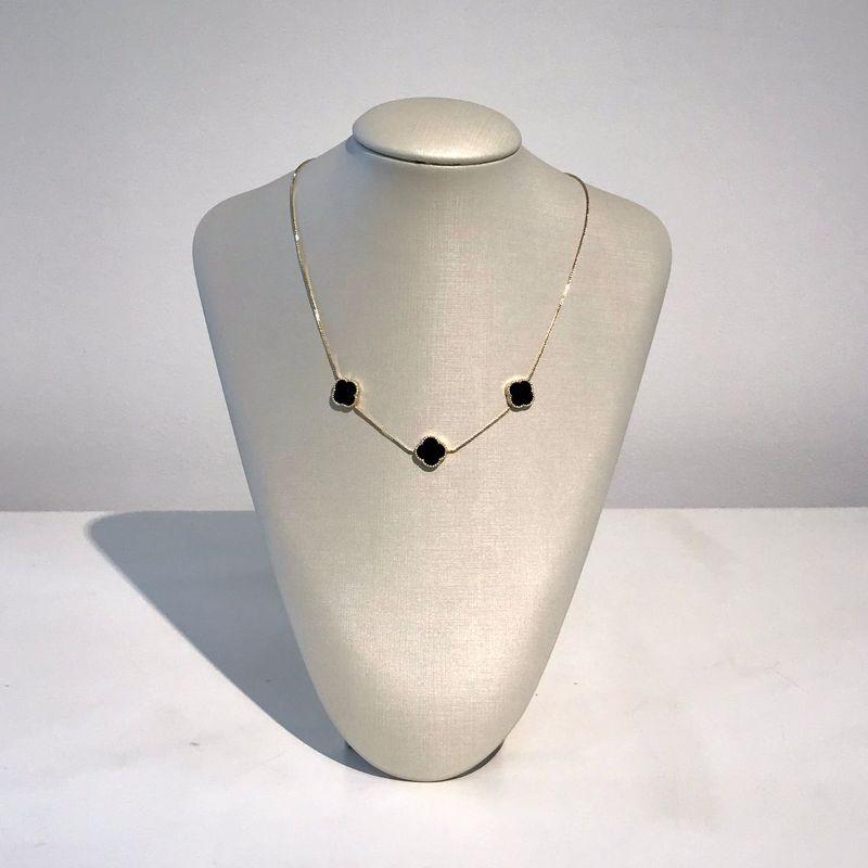 COLAR TRIO TREVO BANHADO A OURO