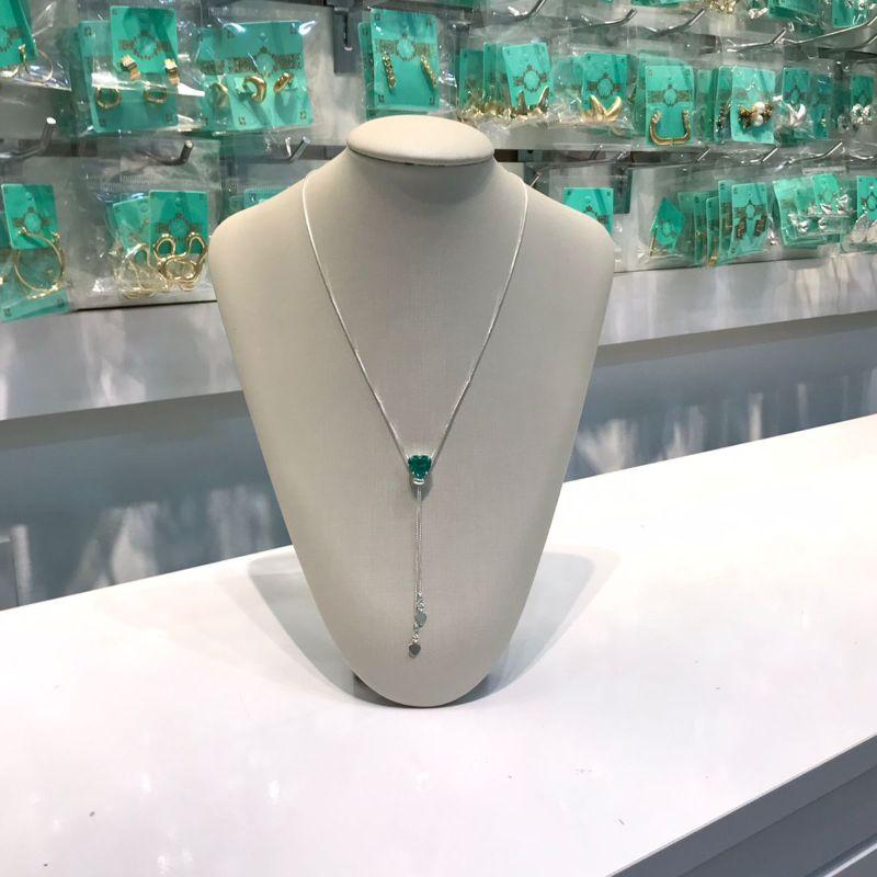 GRAVATINHA CORAÇÃO TURMALINA BANHADO A PRATA