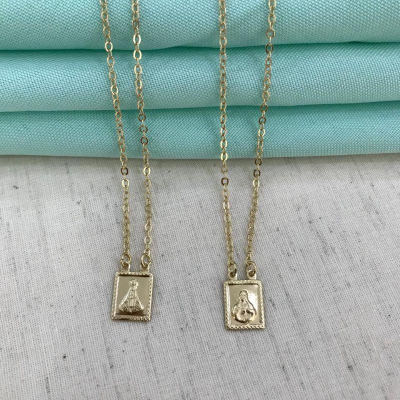 ESCAPULÁRIO NOSSA SRA APARECIDA BANHADO A OURO