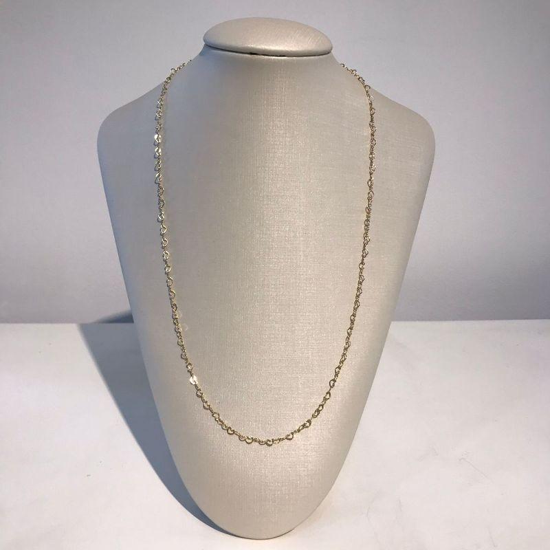 COLAR LONGO MINI CORAÇÃO VAZADO 80CM BANHADO A OURO