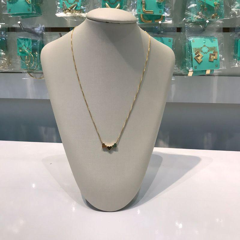 COLAR TRIO DE CORAÇÃO JEWERLY BANHADO A OURO