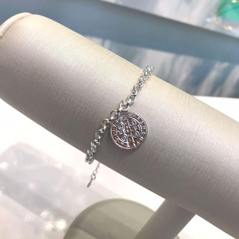 PULSEIRA SÃO BENTO ELO PORTUGUÊS BANHADO A PRATA