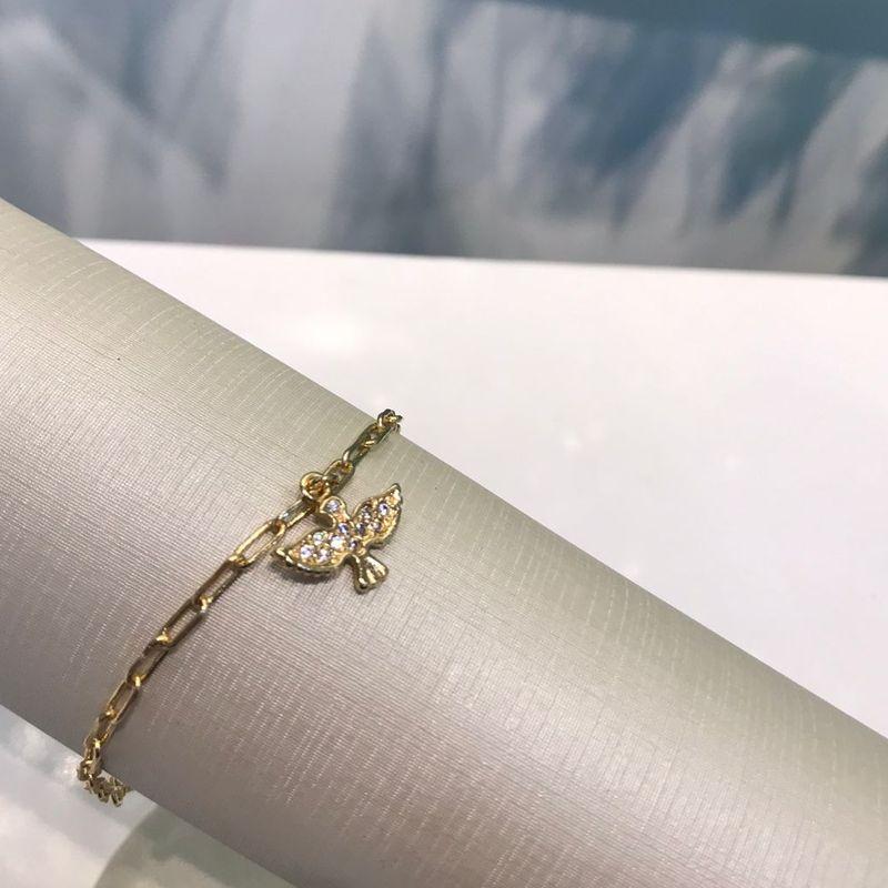 PULSEIRA ESPÍRITO SANTO EM ZIRCÔNIA CORRENTE CARTIER BANHADO A OURO