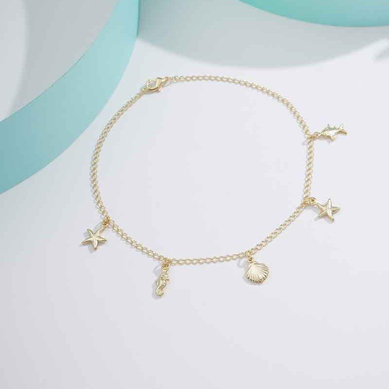 TORNOZELEIRA SUMMER BEACH BANHADO A OURO