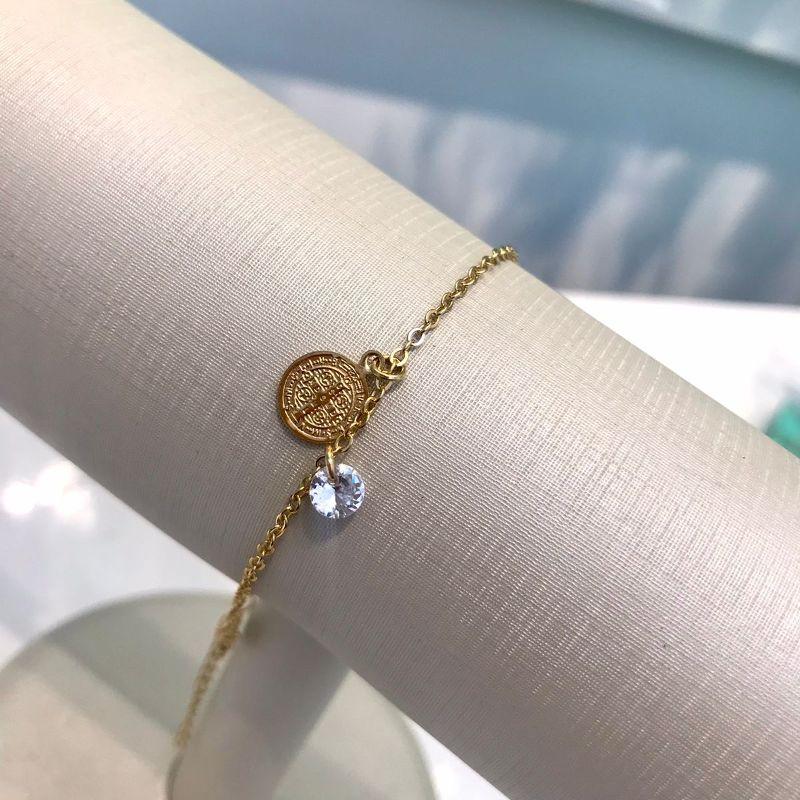 PULSEIRA ELO PORTUGUÊS PING SÃO BENTO TIFFANY BANHADO A OURO