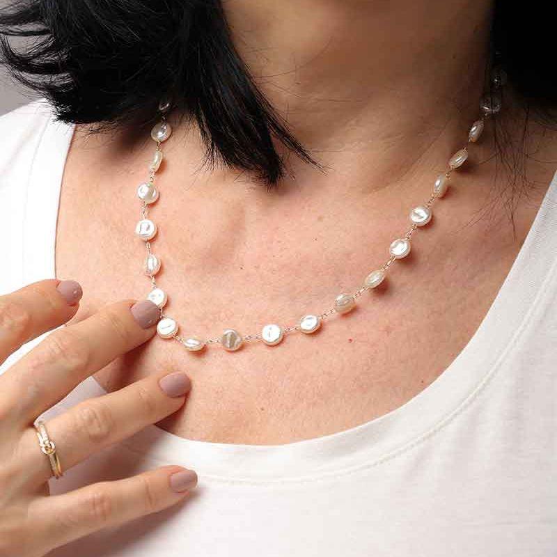 COLAR PÉROLA DE ÁGUA DOCE BANHADO A OURO