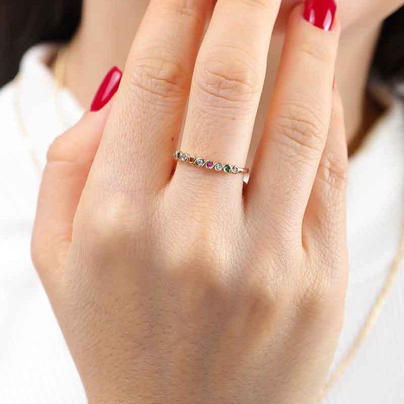 MEIA ALIANÇA EM ZIRCÔNIA COLORIDA BANHADO A OURO