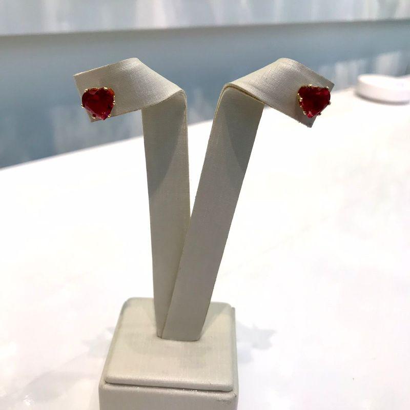 BRINCO CORAÇÃO EM ZIRCÔNIA PINK TAM G BANHADO A OURO