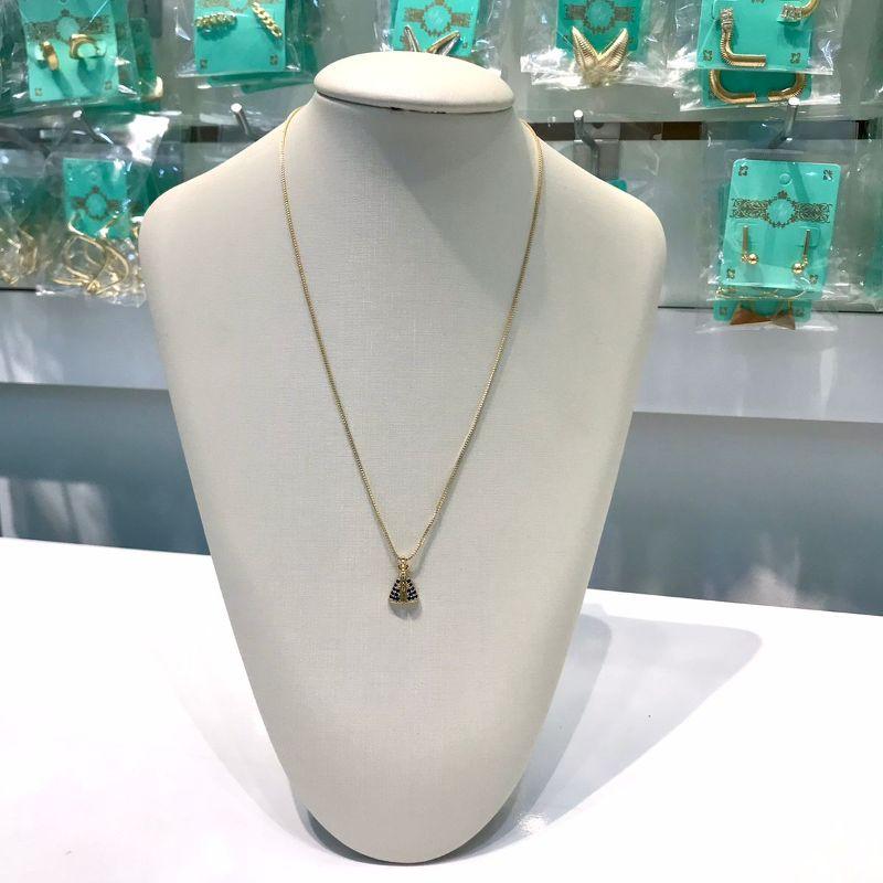 COLAR NOSSA SENHORA APARECIDA ZIRCÔNIA AZUL BANHADO A OURO