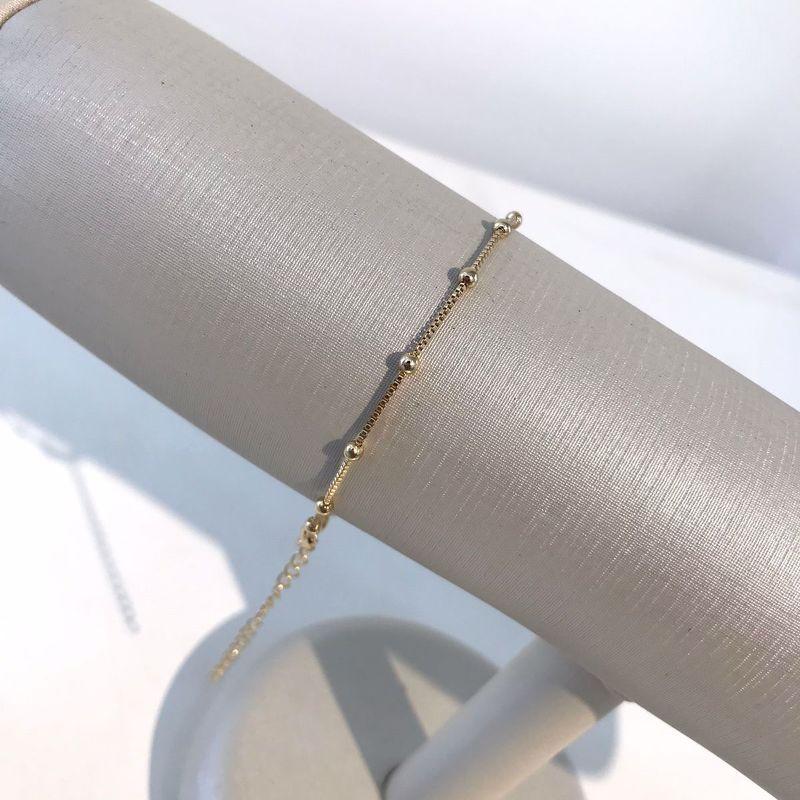 PULSEIRA RABO DE RATO MINI ESFERA BANHADO A OURO