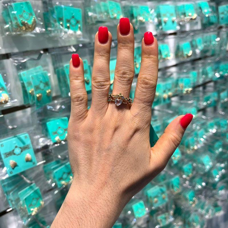 ANEL DUPLO CORAÇÃO VIVACE EM ZIRCÔNIA BANHADO A OURO