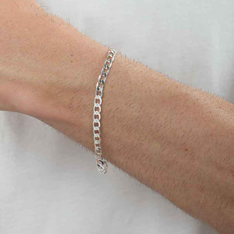 PULSEIRA GRUMET FECHO GAVETA MASCULINO BANHADO A PRATA