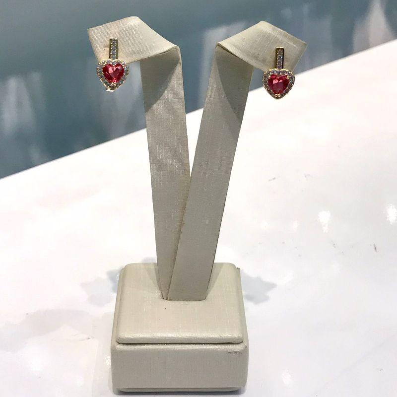 BRINCO CORAÇÃO ZIRCÔNIA PINK GOLD BANHADO A OURO