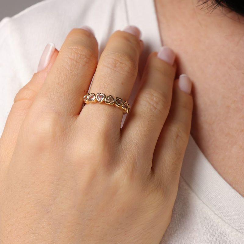 ANEL CORAÇÃO ZIGUE ZAGUE ZIRCÔNIA BANHADO A OURO