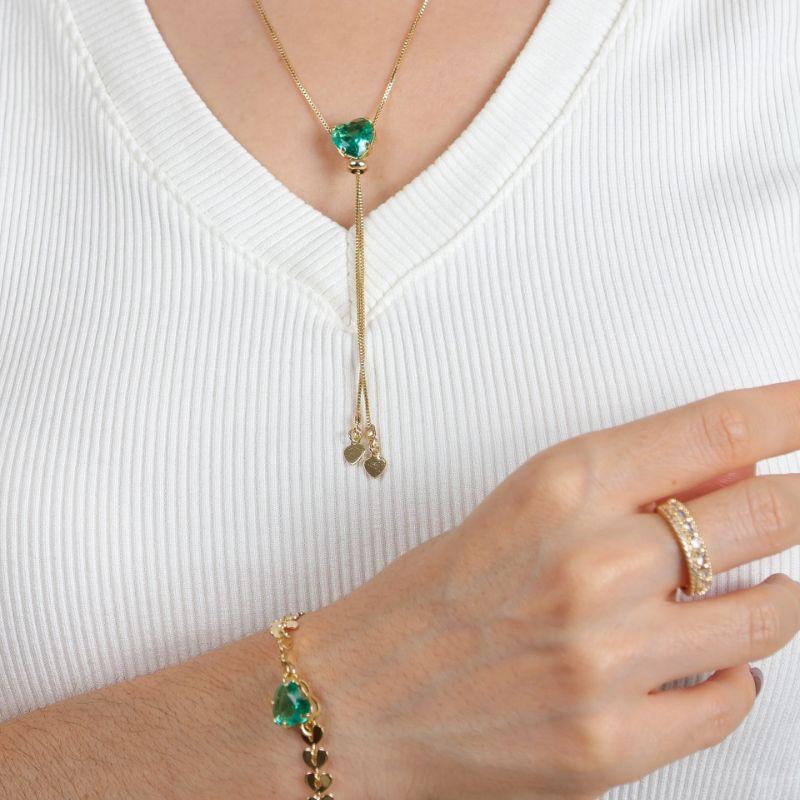 GRAVATINHA CORAÇÃO TURMALINA BANHADO A OURO