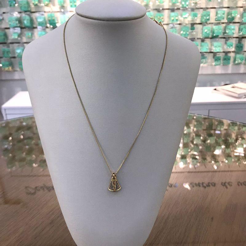 COLAR NOSSA SRA APARECIDA TAM M BANHADO A OURO