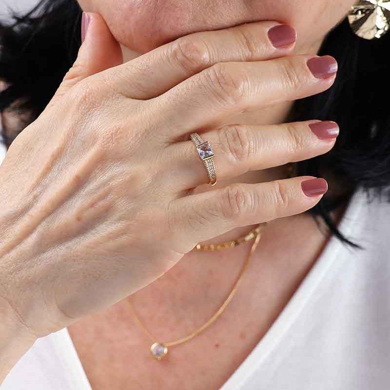 ANEL SOLITÁRIO FELICITÁ BANHADO A PRATA