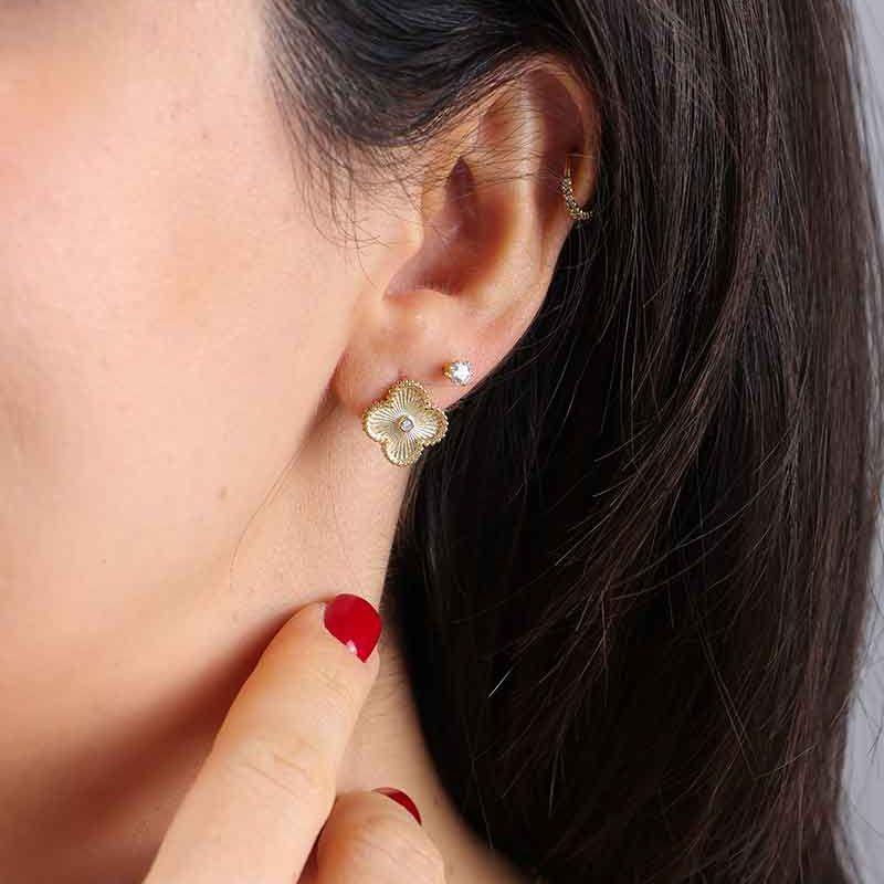 BRINCO TREVO GLAMOUR FOSCO BANHADO A OURO