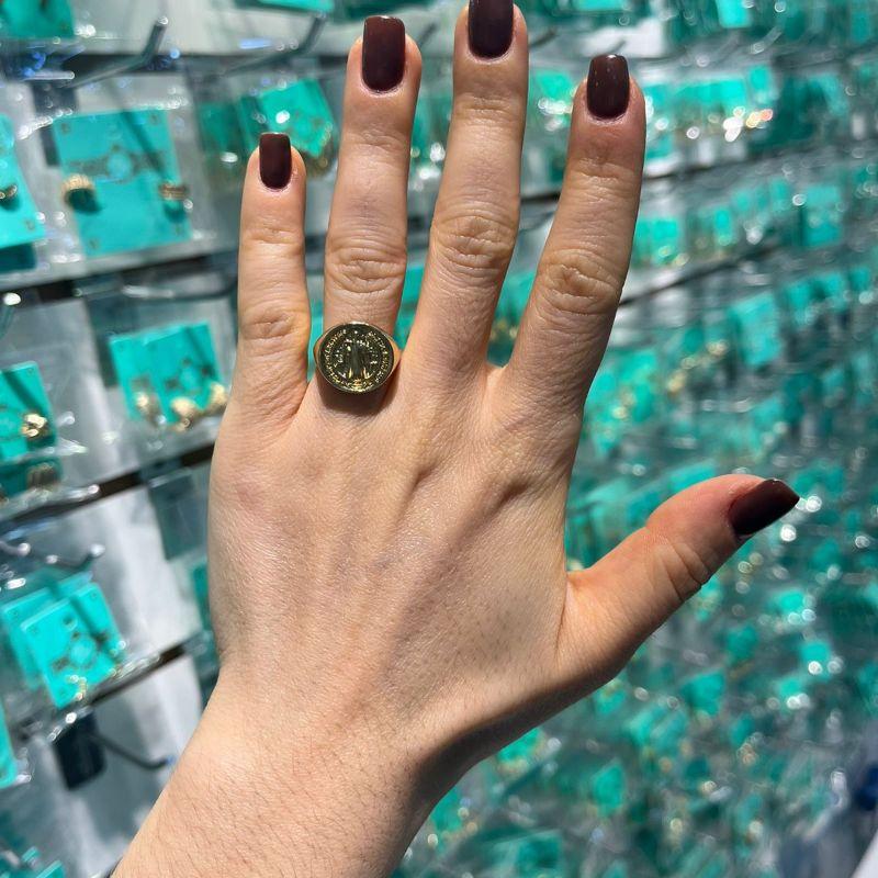 ANEL SÃO BENTO REGULÁVEL BANHADO A OURO