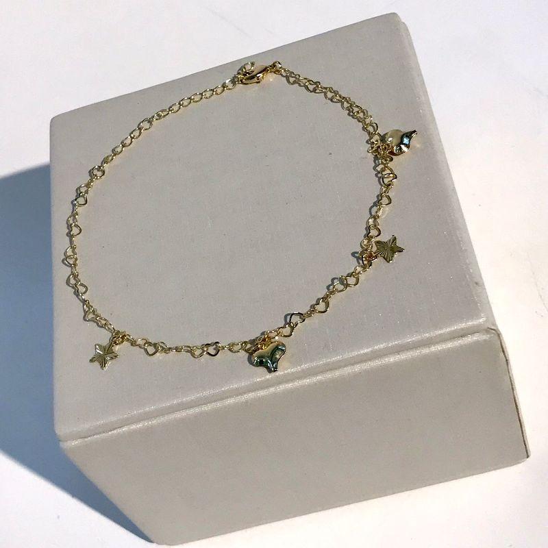 TORNOZELEIRA CORAÇÕES E ESTRELA BANHADO A OURO