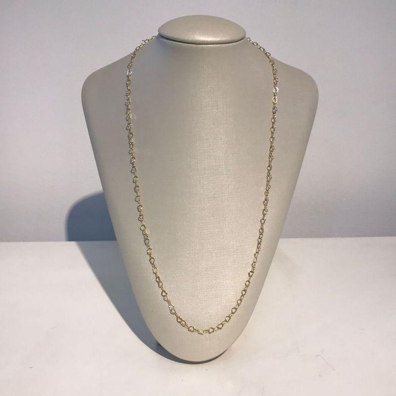 COLAR LONGO MINI CORAÇÃO VAZADO 60CM BANHADO A OURO