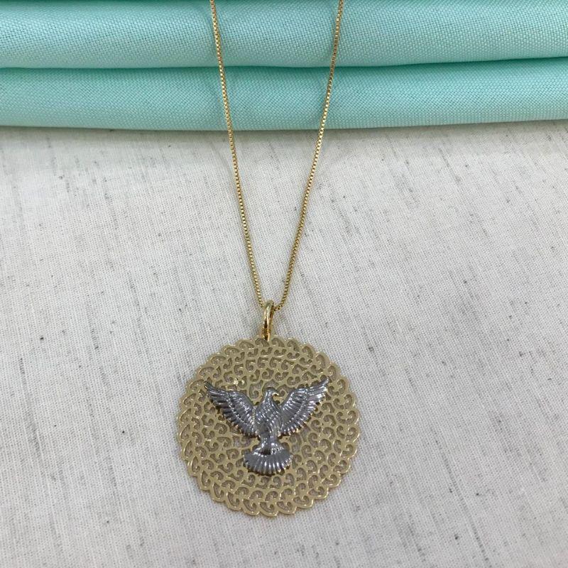 COLAR ESPÍRITO SANTO EM RÓDIO TAM M BANHADO A OURO