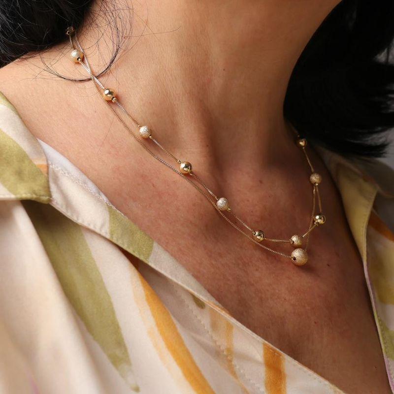 COLAR ESFERAS DESIGN BANHADO A OURO