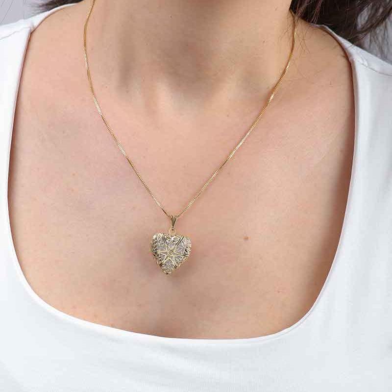 RELICÁRIO CORAÇÃO BANHADO OURO