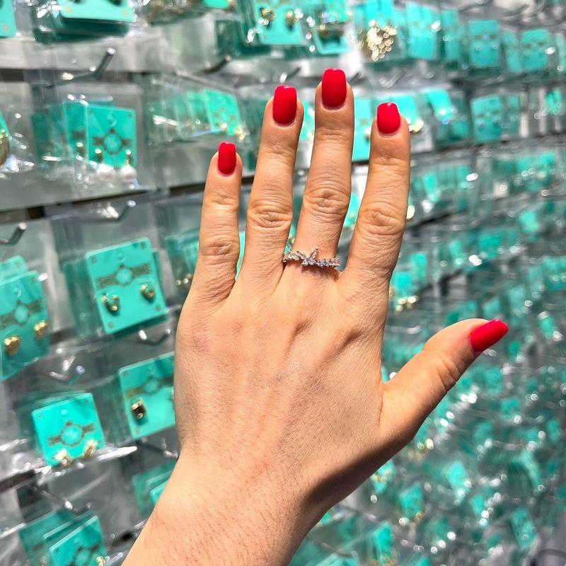 ANEL BORBOLETA ZIRCÔNIA BAGUETE BANHADO A PRATA