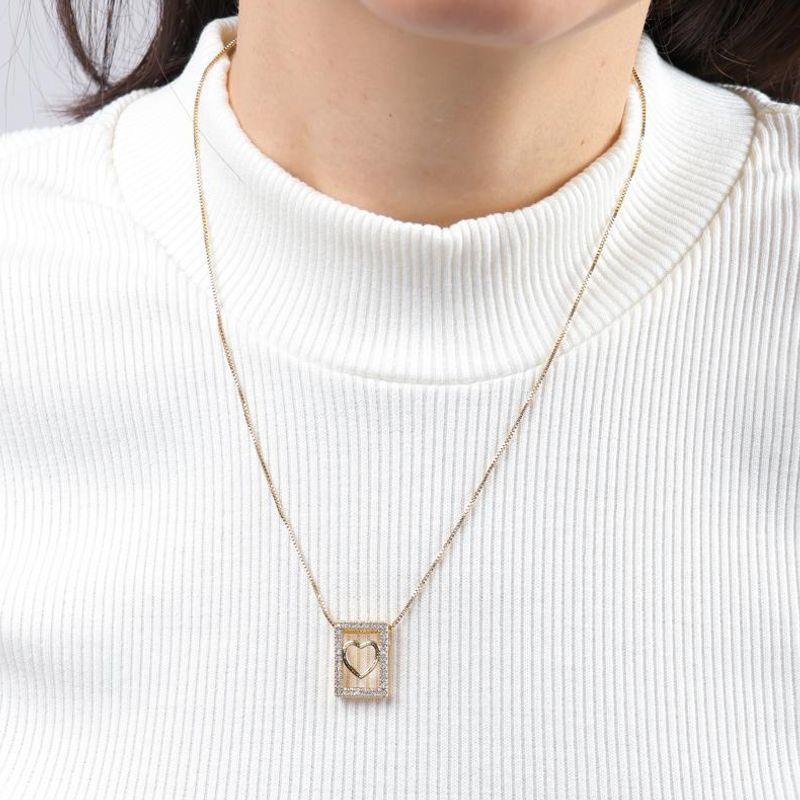 COLAR CAIXINHA DE PESENTE CORAÇÃO BANHADO A OURO