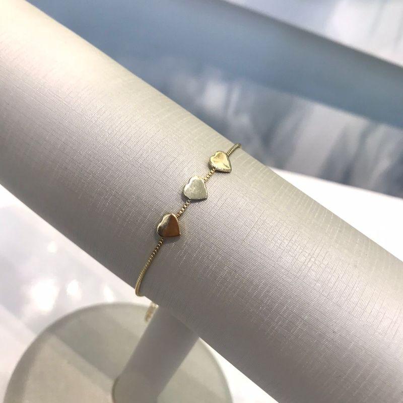 PULSEIRA TRIO CORAÇÃO JEWELRY BANHADO A OURO